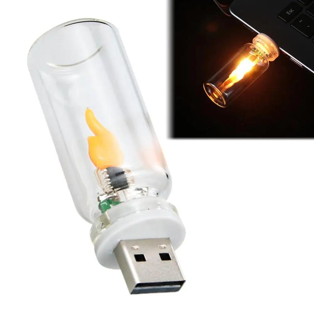 Ретро USB Светодиодная нить Ночник Желтый Теплый Свет Лампочка Пламя Окружающий свет Для Домашнего Декора Аварийное Освещение