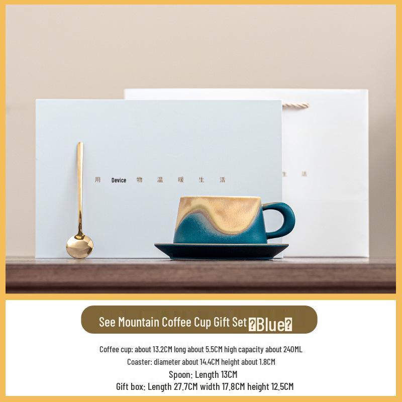 Underglaze Hand-Painted Ceramic Latte Art Cup and Saucer Set