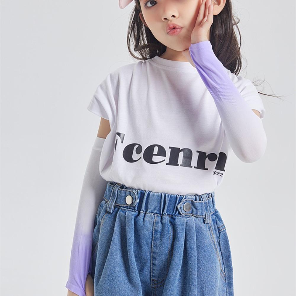 Spandex Gradient Color Sleeve Polyester Sun Protection Arm Cover Ice Silk Arm Sleeves  Kids