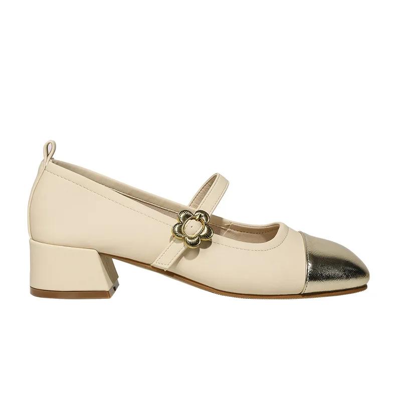 Модные туфли Мэри Джейн с цветочной пряжкой в стиле ретро для женщин, дизайнерские туфли на мягкой подошве, женские туфли на низком каблуке, модные французские туфли-лодочки на весну и осень Laides