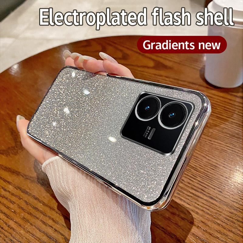 Для Vivo Y22 Чехол Vivo Y22S Vivo Y22T Чехол для телефона Блестящий блестящий силиконовый объектив камеры Мягкая задняя крышка