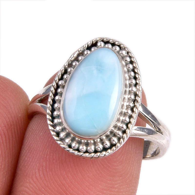 Кольцо из стерлингового серебра 925 пробы с драгоценным камнем Natural Republic Larimar S.8 N3B16