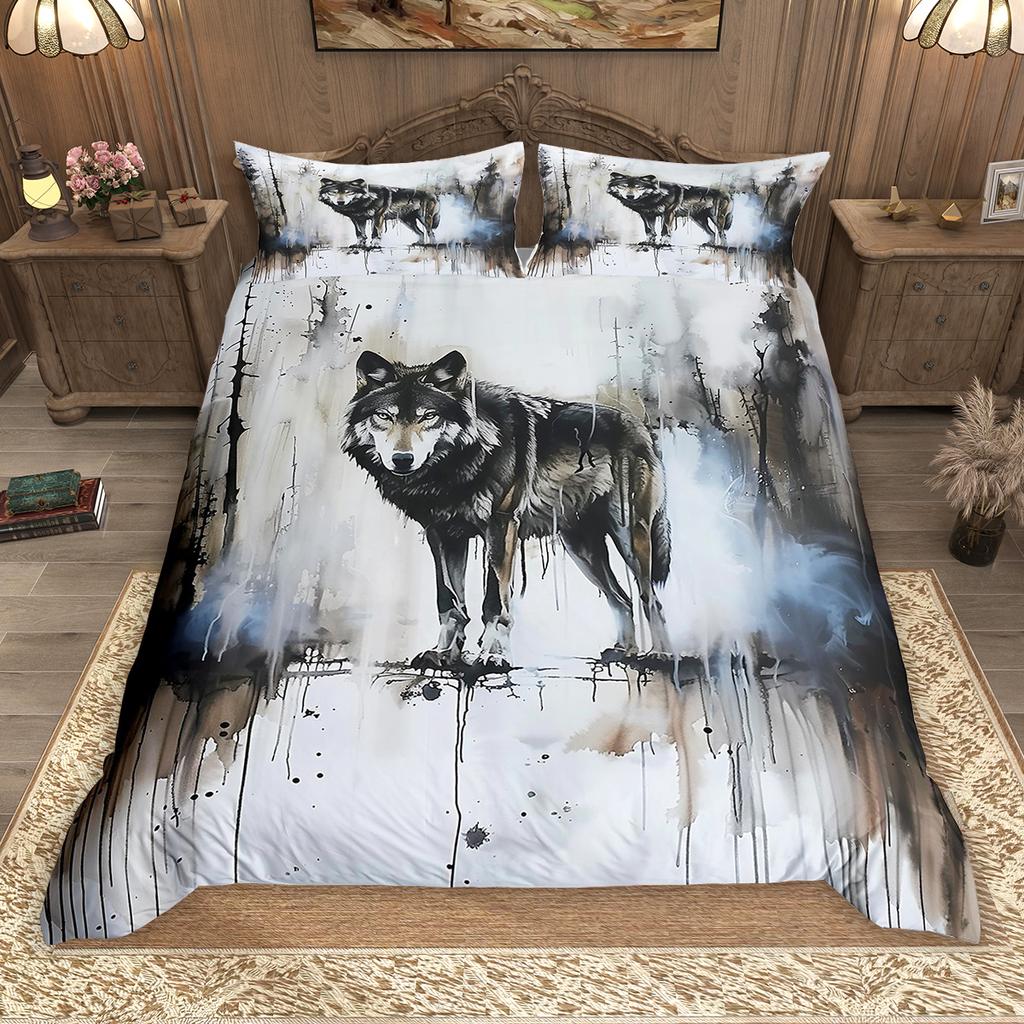 Комплект пододеяльников с дикими животными Homewish 2 шт./3 шт., Постельное белье с дикими животными джунглей, Комплект пододеяльников со львом, леопардом, тигром, волком