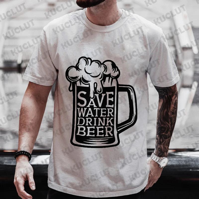 Funny Graphic Tops Men T Shirt Save Water Drink Beer Clothes Bachelor Party Tees Drinking Team Matching Outfit Streetwear