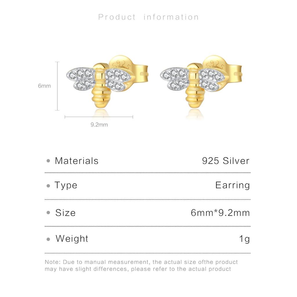 ANDYWEN Женские серьги-гвоздики из стерлингового серебра 925 пробы, золотые бабочки, стрекозы, пчелы, роскошные ювелирные изделия, 2023, свадебные украшения
