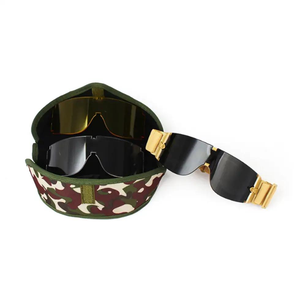 X800 Tactical Goggles 3 Lens Interchangeable System for Paintball, Hunting & Combat UV400 Protection Anti-Fog Safety Glasses