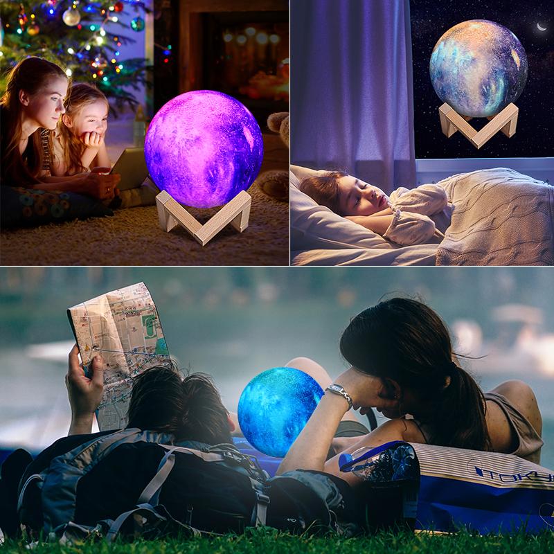 Smart Remote Control Dimming Color Changing Moon Lamp Small 3D Decoration Wireless Speaker Moon