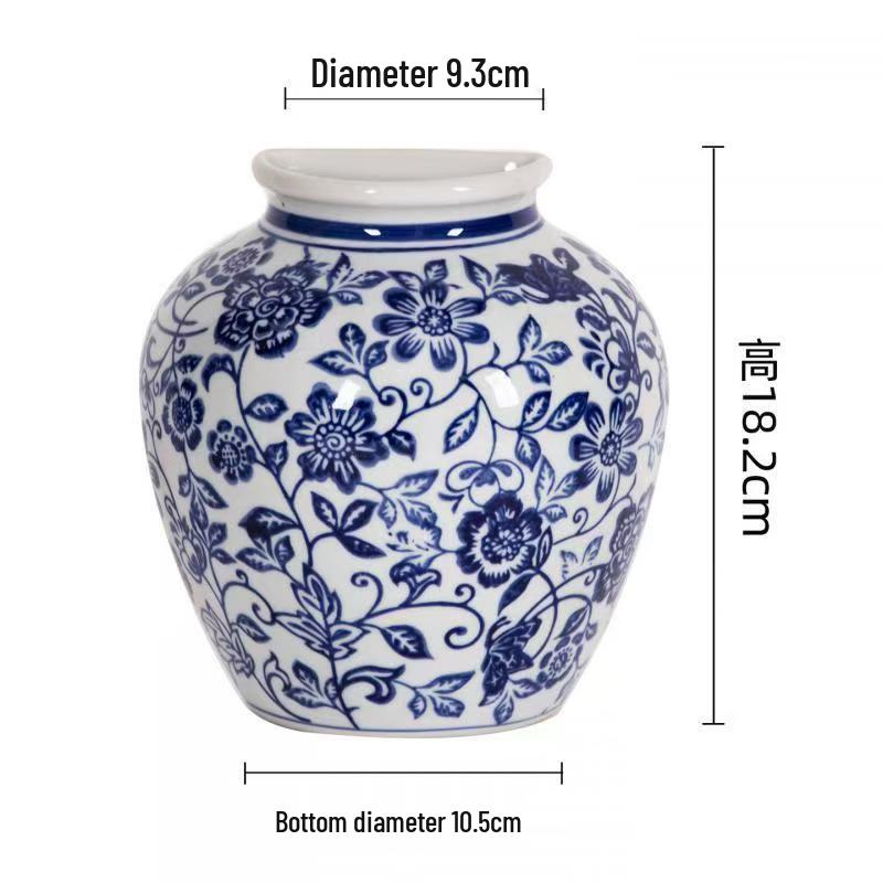 Сине-белая фарфоровая китайская дзен-ваза для стены - керамическое подвесное украшение для декора офиса или дома