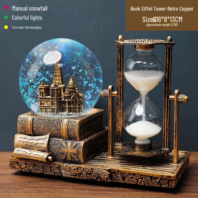 Креативный светящийся шар со снегом Эйфелева башня Музыкальная шкатулка - Ретро Декор для рабочего стола