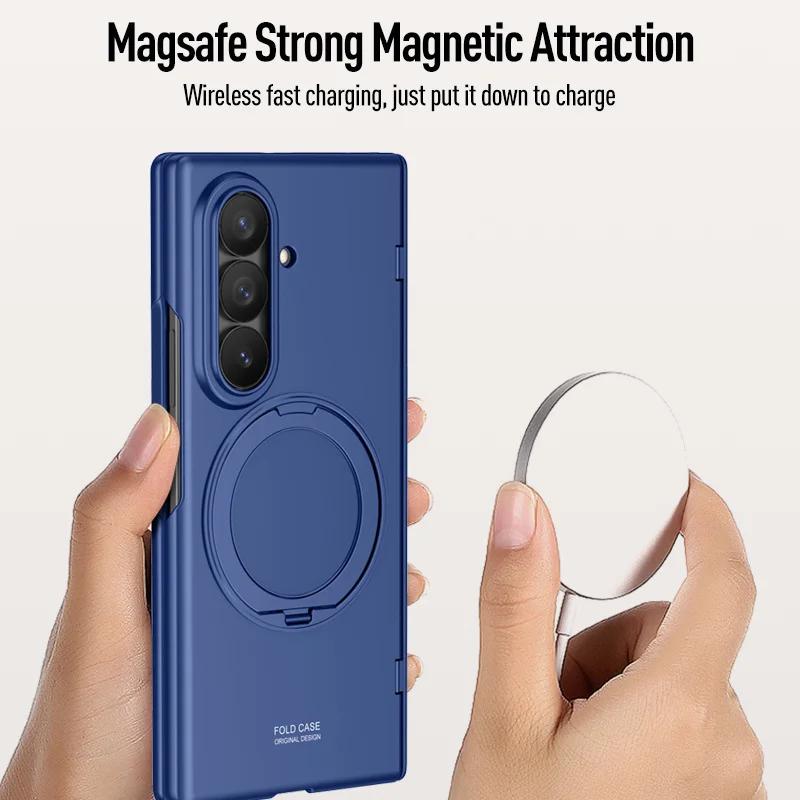 For Magsafe Magnetic Metal 360 Rotate Holder Tempered Glass Film Protect Case For Samsung Galaxy Z Fold 8Ultra Spring Hinge Cove