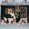 1 Pc/ 3 Pcs Metal Deer Decoration Outdoor Reindeer Statues with LED Light Easy Assembly Glowing Reindeer Ornament for Lawn Garden Yard