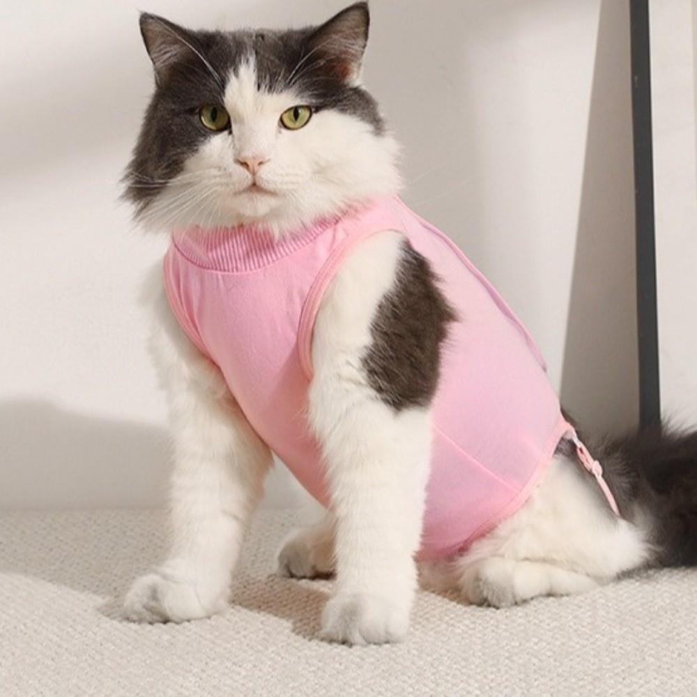 Adjustable Cat Recovery Suit Comfortable Breathable Pet Anti-Lick Suit Soft Solid Color Cat Sterilization Suit Pet Supplies