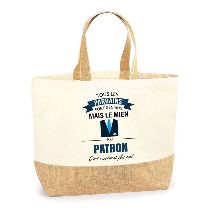 Tote bag - PLANETEE - Parrain Patron - Jute naturel - Multicolore - Imprimé en France