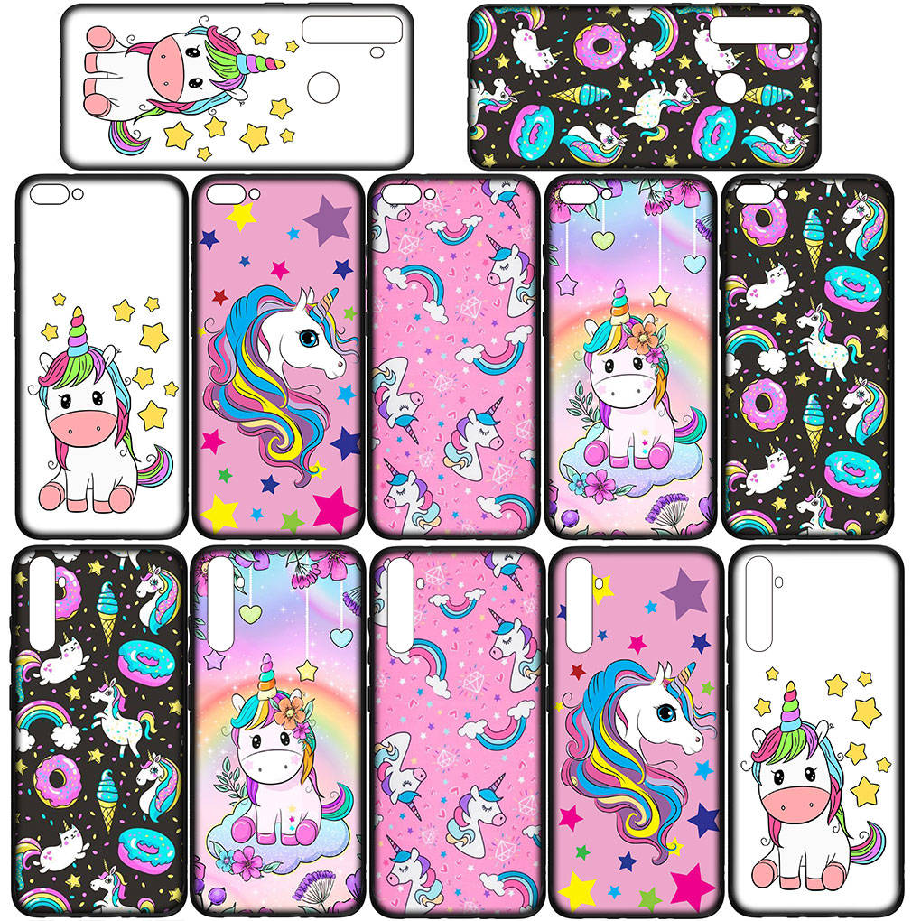 Чехол для телефона для Samsung Galaxy S25 S24 S23 iPhone 16 15 Xiaomi Redmi Note 14 13 12 16E X 11 Pro Max OPPO Moto G85 G54 Huawei Розовый Единорог Лошадь Чехол