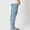 Men Jeans Multi-pocket Slim Motorcycle Pants Full Length Trousers Denim Plus Size Elastic Waist Jeans