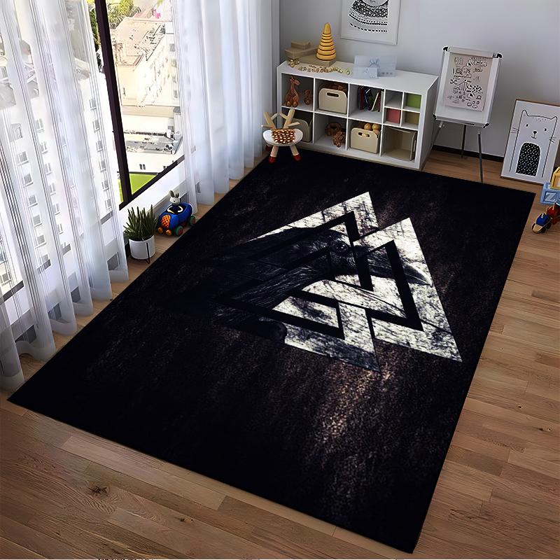 Viking Raven Symbol Rug Non-slip rug suitable for living room and bedroom sofas