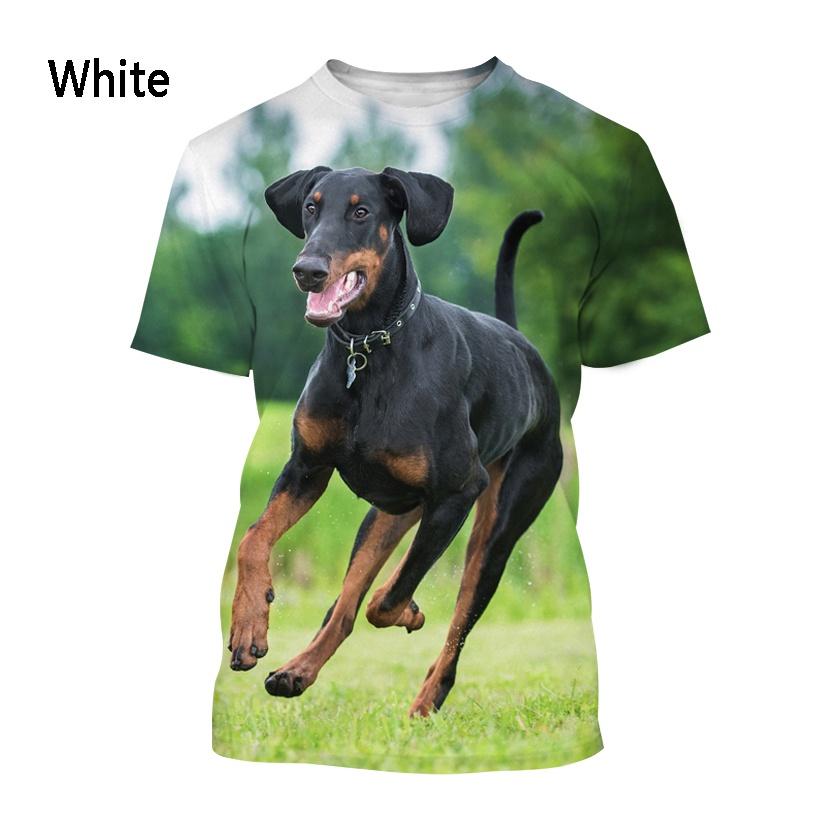Модные мужские и женские футболки Doberman с 3D-печатью, повседневные, с коротким рукавом