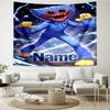 Custom Name Huggy Wuggy Print Tapestry, Backdrop, Easy Setup, Ideal for Bedroom, Office & Living Room, with Aesthetic Wall Hanging Decor.