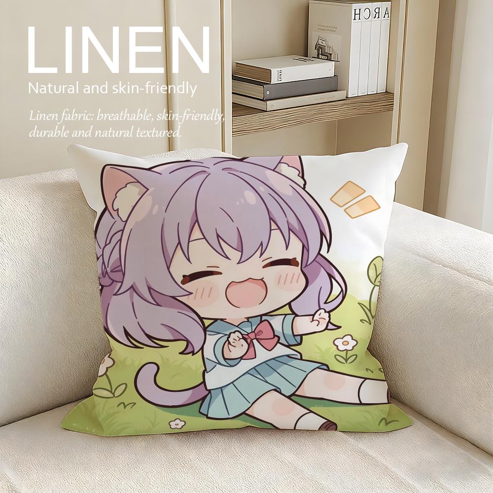 Cute Chibi Neko Cushion Cover Pillowcase Set Pcs x x Breathable Washable Sofa Cushion Cover