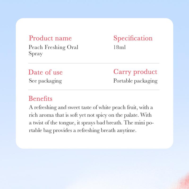 Спрей для полости рта 18 млSADOER Мята Персик Лимон Спрей для свежего дыхания