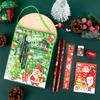 Red Green Santa Xmas Tree Pattern Gift Box with Pencil Eraser Note Book Christmas Stationery Favor Pack Set for Christmas 2024