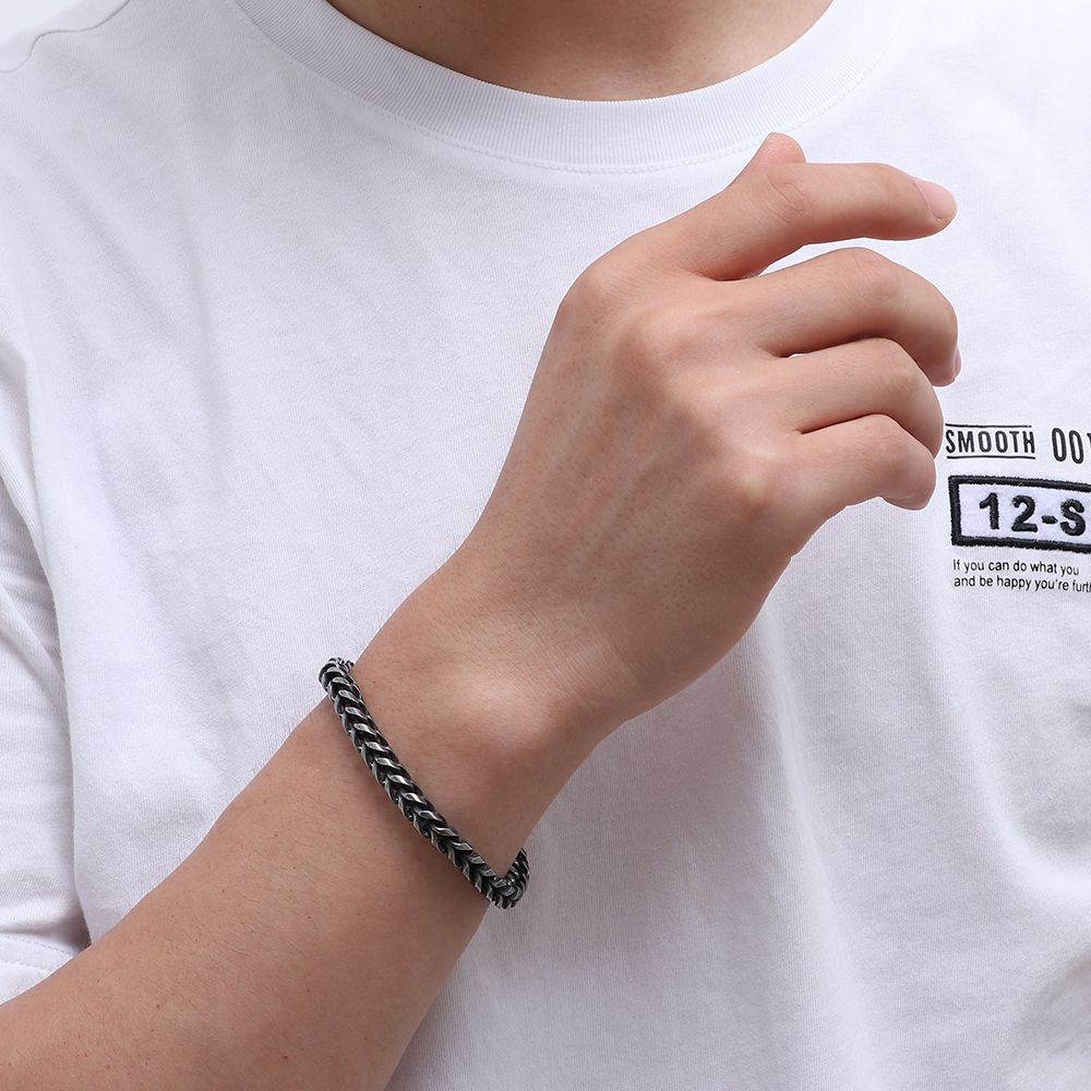 Fashion Jewelry Men Black Color Bangle Link Chain Bracelet Stainless Steel