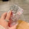 Korea Flower Bracelet 3D Silver Bowknot Case For Iphone 16 15 14 13 12 11 Pro XS Max Plus Girl Clear Cover Epoxy Shell