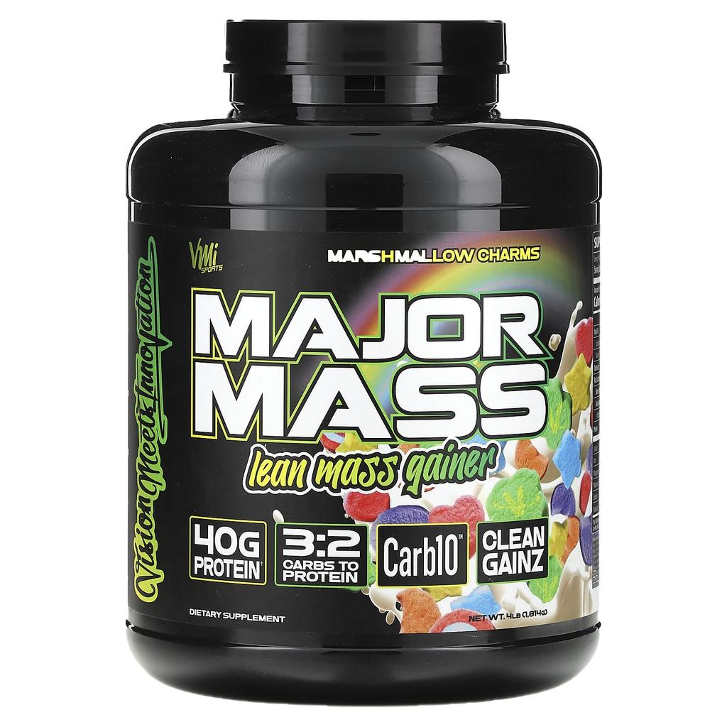 VMI Sports Major Mass, Muscle Mass Gainer, Marshmallow Charm, 4 Lb (1,814 G)