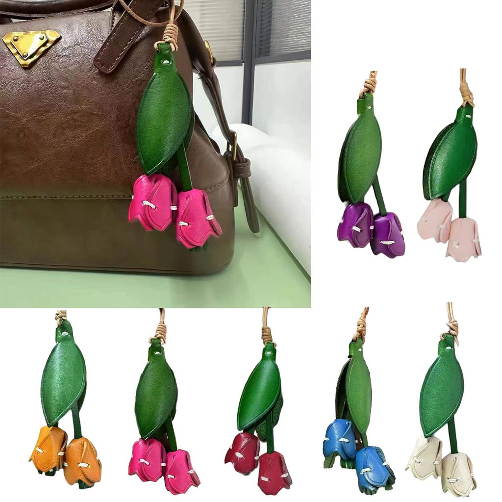 Изготовленный вручную из натуральной кожи цветочный шарм модный кожаный держатель для ключей с цветком подвесное украшение для сумки для современных женщин