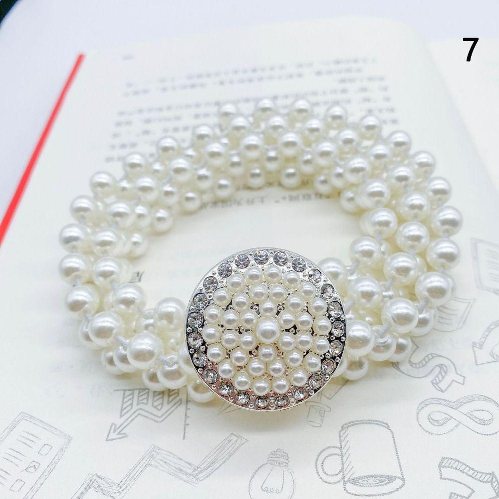 Элегантный жемчужный пояс на талию, эластичная цепочка на талию, ретро эластичный пояс для женщин