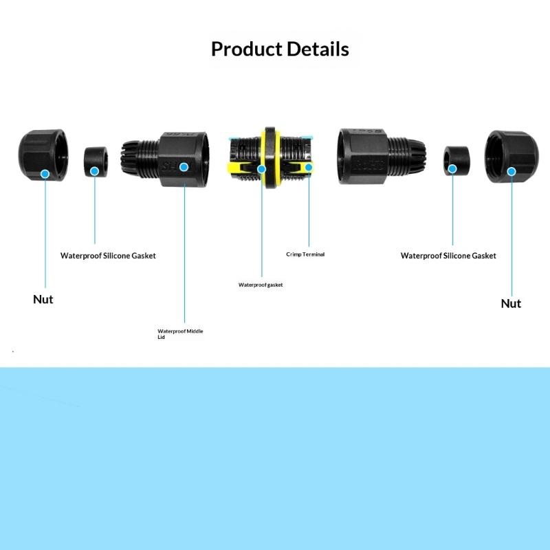 IP68 Waterproof Electrical Wire Connector Flame Retardant 3Pin Screwless Terminal Connector for 6mm/8mm/10mm Wire