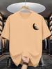 Unisexs Cotton Crew Neck Short Sleeve Tee Minimal Flying Seagull Chest Print Casual Outdoor Loose Daily Nature Enthusiast Male