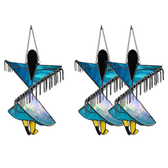 Bohemian Handcrafted Dancer Wind Chime Stained Glass Style Hanging Spinner Colorful Acrylic Suncatcher for Indoor Outdoor Window Patio Garden Decor