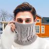 Women Men Thermal Scarf Solid Color Twist Texture Thickened Plush Lining Warm Neck Warmer Coldproof Windproof Scarf