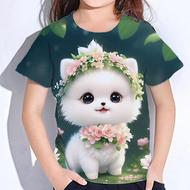 Cute Furry T-shirts Girl 3d Print Animals Kids Tops Autumn Korean Children's Clothing Child Tee Shirt  Fashion 23 Style