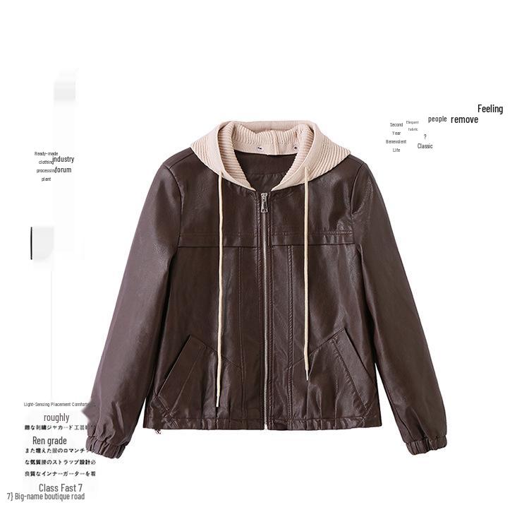 Women's Retro Sheepskin Leather Hooded Short Jacket - Autumn/Winter 2025