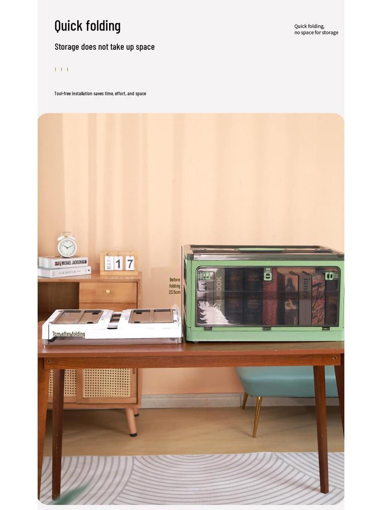 Plastic Folding Storage Box - Dustproof Quilt, Magazine, and Stationery Organizer for Home, Bedroom, and Dormitory.