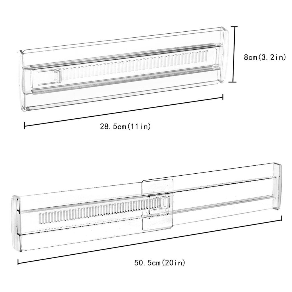 Adjustable Transparent Drawer Dividers with Foam Ends, Expandable and Retractable, Multiple Pack