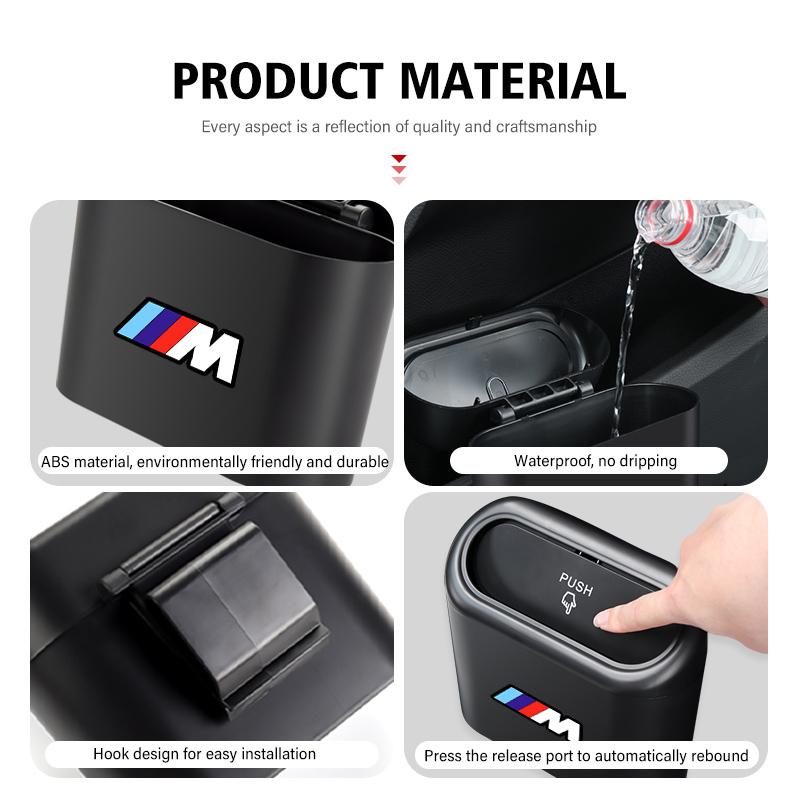 KHQB5 For BMW Car Hanging Trash Bin Pressing Storage Box Auto Accessories X1 X2 X3 X4 X5 X6 X7 G20 G30 6GT E46 E90 E60 F10 E39