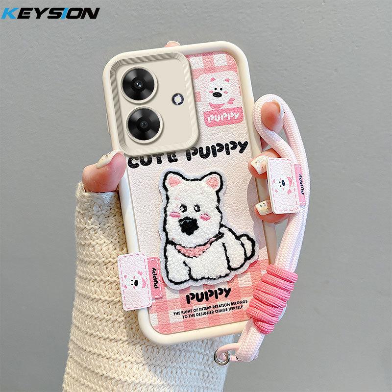 KEYSION Мультяшный милый плюшевый чехол с вышивкой для Realme Note 60 60X со шнурком, противоударный чехол для телефона OPPO Realme Note 60X