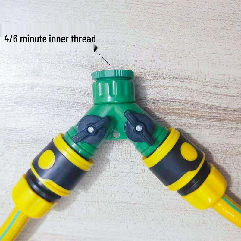 Трехходовой пластиковый разветвитель-переходник для шланга water pipe hose splitter connector adapter с быстрым клапаном, 1 дюйм.