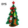 Felt Christmas Tree Mini Xmas Desktop Figurine DIY Tree Set with Santa Snowflake Cane Accessories for Toddlers