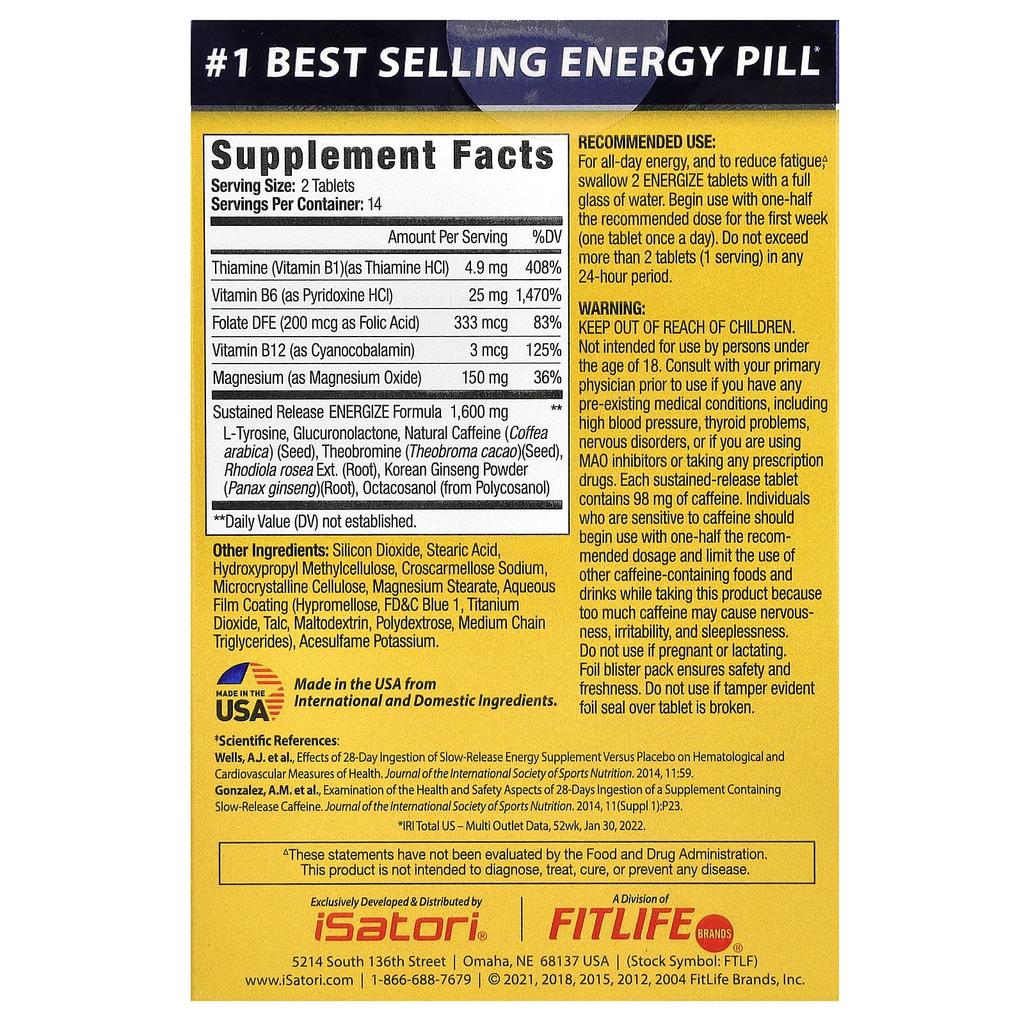 Энергетик, Таблетки для энергии на весь день, 28 таблеток