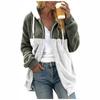 Women's Fashion Plush Zipper Long Sleeve Stitching Warm Sweater Tops Coat Winter