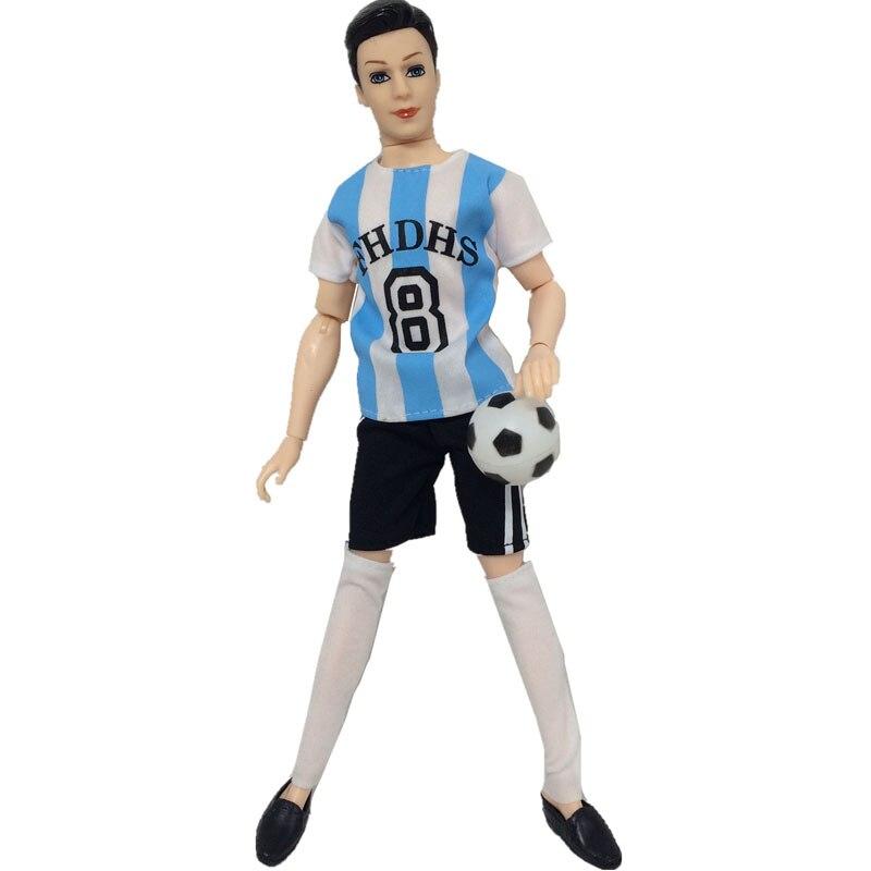 1 комплект, спортивная одежда для футбола 1/6, одежда для куклы Кена, одежда для мальчиков, топ, шорты, носки для бойфренда Барби, кукла Кена, мужские спортивные костюмы