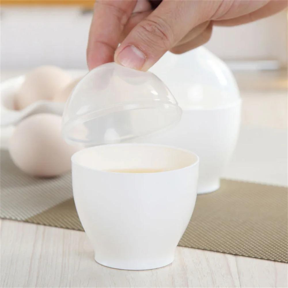2pcs Heat Safe Microwave Egg Cooker Plastic Egg Boiler Poratble Steamed Egg Cup Kids