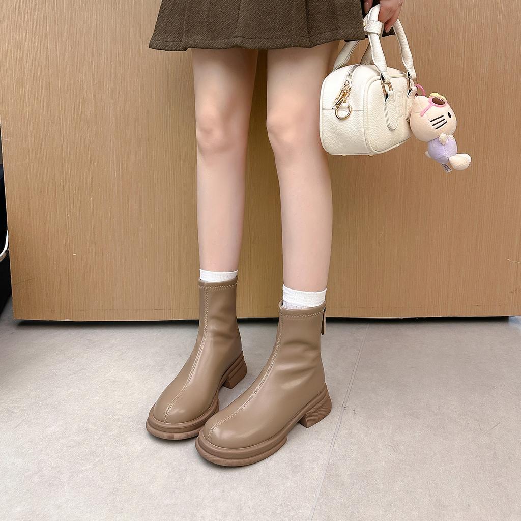 Cowhide Version~ Leather Thick-soled High Knight Boots, Small Man But Knee Boots, Fat Mm Long Boots, Elastic and Thin Boots
