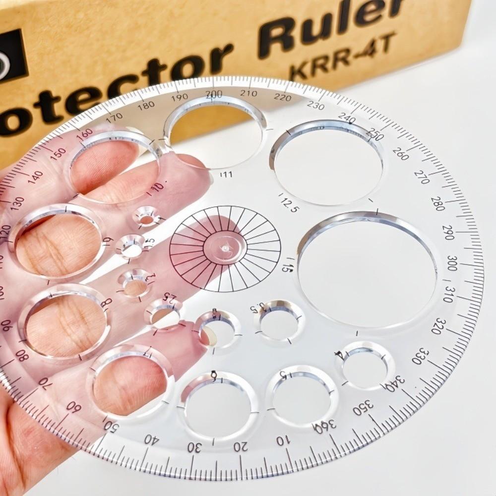 Transparent Plastic Ruler Template Circular Scale Geometric Template Ruler Student Stationery
