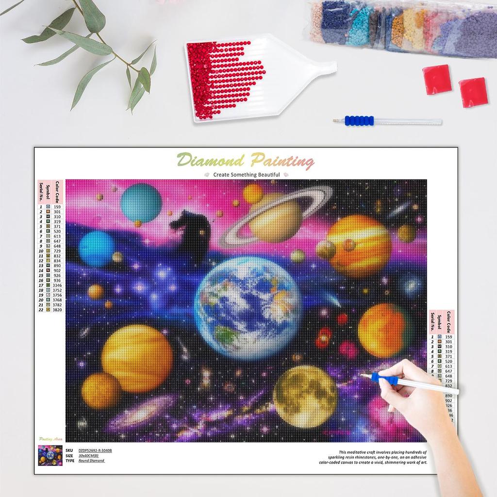 Frame 5D Diamond Painting Full Round Landscape Rhinestones Diamond Embroidery Sale Outer Space Mosaic Home Decor 30x40cm