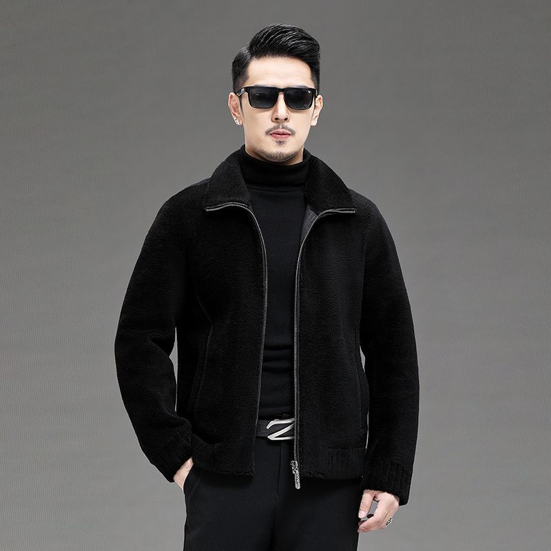 Зимнее пальто из чистой шерсти с двусторонними лацканами, куртка из овчины, меховая куртка, все в одном, для мужчин